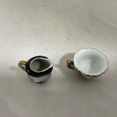 -140- Small Black & White Accented | Decretive | Asian Inspired | Childs Tea Set