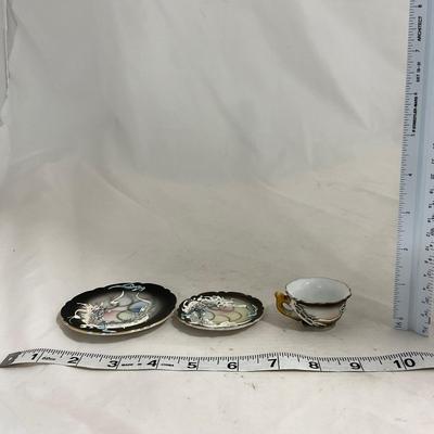 -140- Small Black & White Accented | Decretive | Asian Inspired | Childs Tea Set