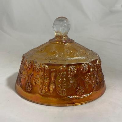 -141- Orange Carnival Tall | Butterfly Design | Covered Butter Dish