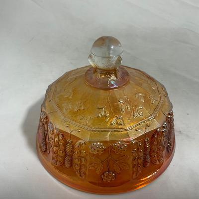 -141- Orange Carnival Tall | Butterfly Design | Covered Butter Dish
