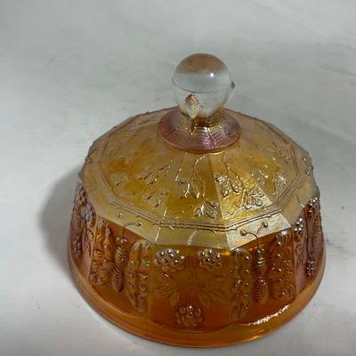 -141- Orange Carnival Tall | Butterfly Design | Covered Butter Dish