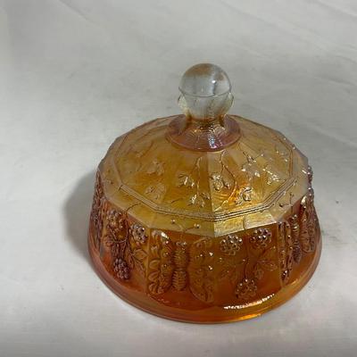 -141- Orange Carnival Tall | Butterfly Design | Covered Butter Dish