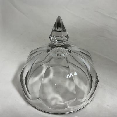 -143- Heavy Clear Glass | Covered Butter Dish