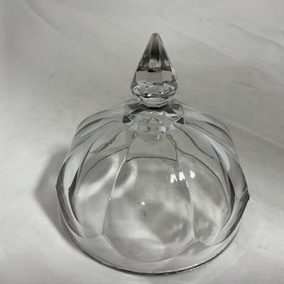 -143- Heavy Clear Glass | Covered Butter Dish