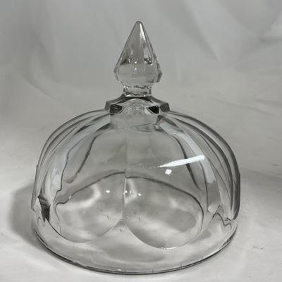 -143- Heavy Clear Glass | Covered Butter Dish
