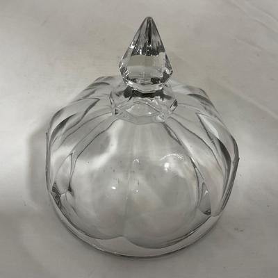 -143- Heavy Clear Glass | Covered Butter Dish
