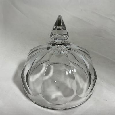 -143- Heavy Clear Glass | Covered Butter Dish
