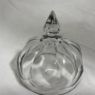 -143- Heavy Clear Glass | Covered Butter Dish