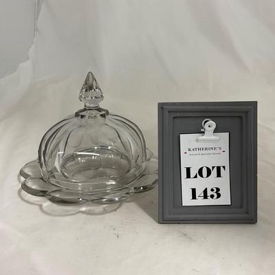 -143- Heavy Clear Glass | Covered Butter Dish