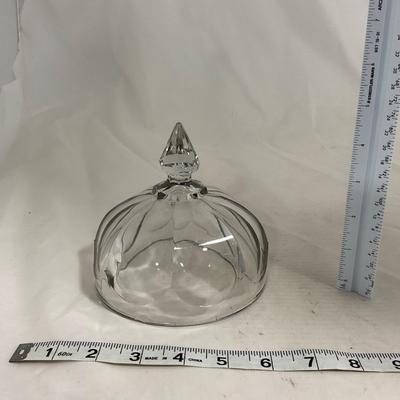 -143- Heavy Clear Glass | Covered Butter Dish