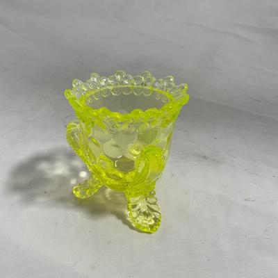 -144- Yellow Vaseline | Uranium Glass | Toothpick Holder