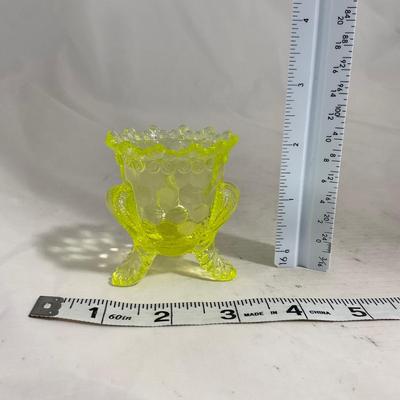 -144- Yellow Vaseline | Uranium Glass | Toothpick Holder