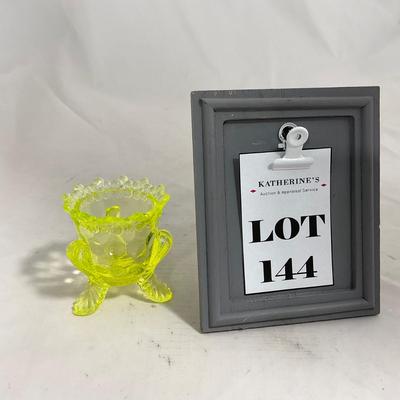 -144- Yellow Vaseline | Uranium Glass | Toothpick Holder