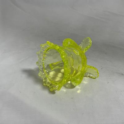 -144- Yellow Vaseline | Uranium Glass | Toothpick Holder