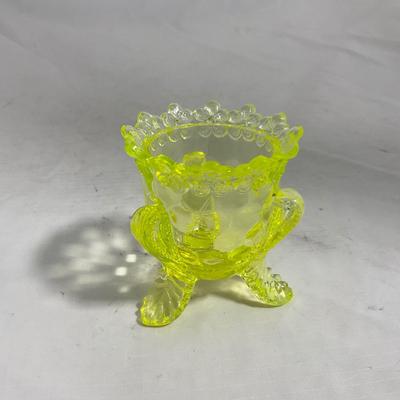 -144- Yellow Vaseline | Uranium Glass | Toothpick Holder