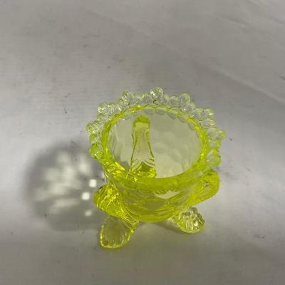 -144- Yellow Vaseline | Uranium Glass | Toothpick Holder