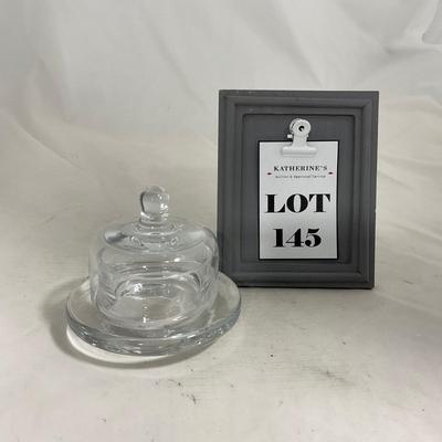 -145- Heavy Extra Small Clear Glass | Danish Design Romanian | Covered Butter Dish