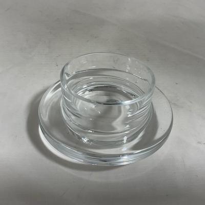 -145- Heavy Extra Small Clear Glass | Danish Design Romanian | Covered Butter Dish