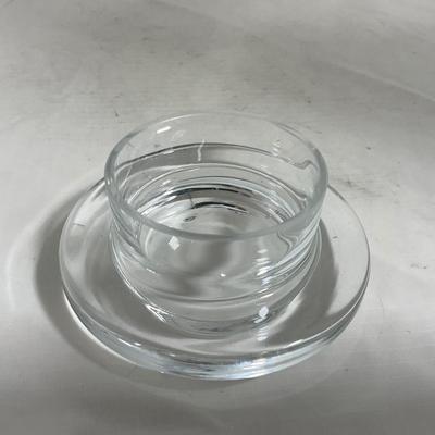 -145- Heavy Extra Small Clear Glass | Danish Design Romanian | Covered Butter Dish