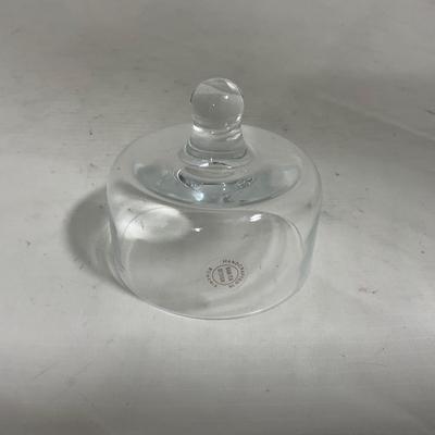 -145- Heavy Extra Small Clear Glass | Danish Design Romanian | Covered Butter Dish