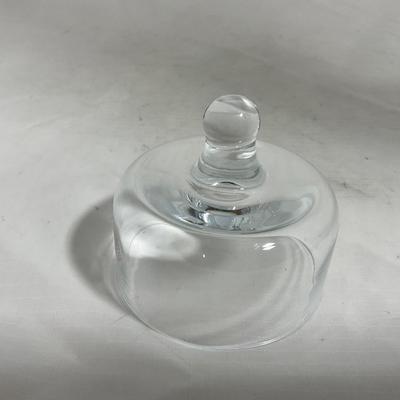 -145- Heavy Extra Small Clear Glass | Danish Design Romanian | Covered Butter Dish