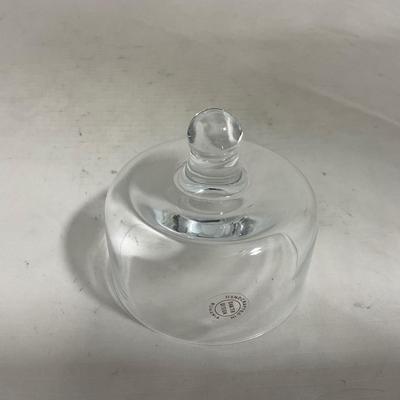 -145- Heavy Extra Small Clear Glass | Danish Design Romanian | Covered Butter Dish