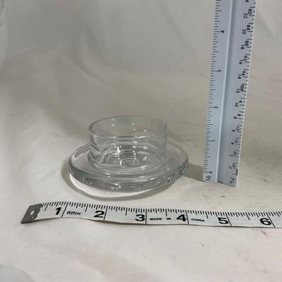 -145- Heavy Extra Small Clear Glass | Danish Design Romanian | Covered Butter Dish
