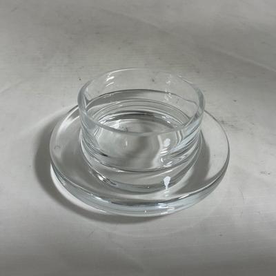 -145- Heavy Extra Small Clear Glass | Danish Design Romanian | Covered Butter Dish