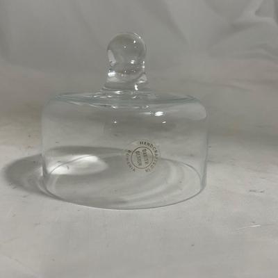 -145- Heavy Extra Small Clear Glass | Danish Design Romanian | Covered Butter Dish