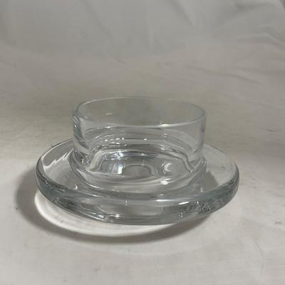 -145- Heavy Extra Small Clear Glass | Danish Design Romanian | Covered Butter Dish