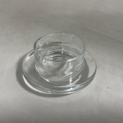 -145- Heavy Extra Small Clear Glass | Danish Design Romanian | Covered Butter Dish