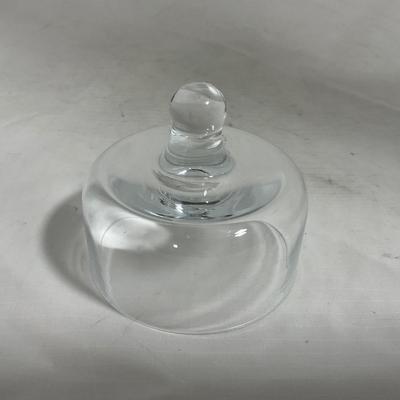 -145- Heavy Extra Small Clear Glass | Danish Design Romanian | Covered Butter Dish