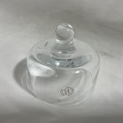 -145- Heavy Extra Small Clear Glass | Danish Design Romanian | Covered Butter Dish
