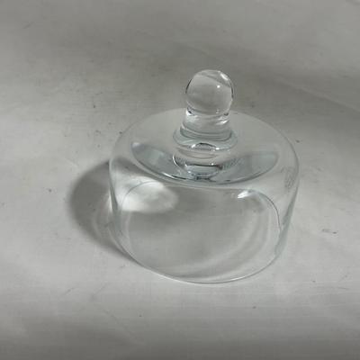 -145- Heavy Extra Small Clear Glass | Danish Design Romanian | Covered Butter Dish