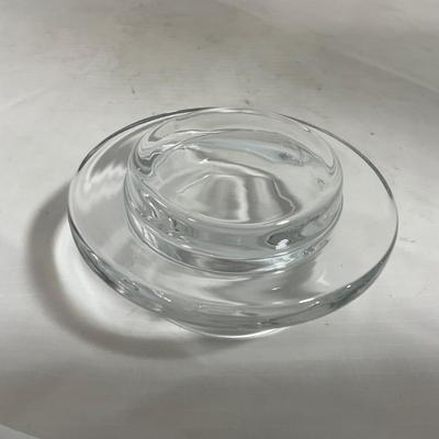 -145- Heavy Extra Small Clear Glass | Danish Design Romanian | Covered Butter Dish