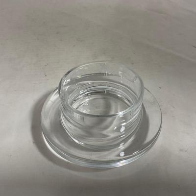 -145- Heavy Extra Small Clear Glass | Danish Design Romanian | Covered Butter Dish