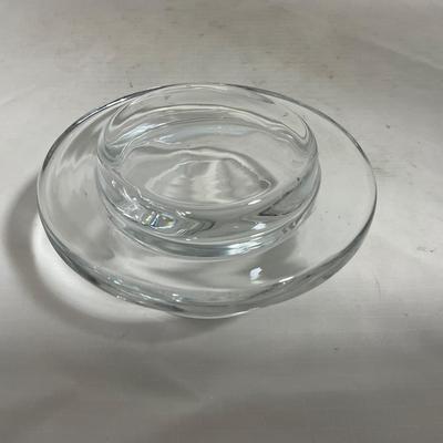 -145- Heavy Extra Small Clear Glass | Danish Design Romanian | Covered Butter Dish