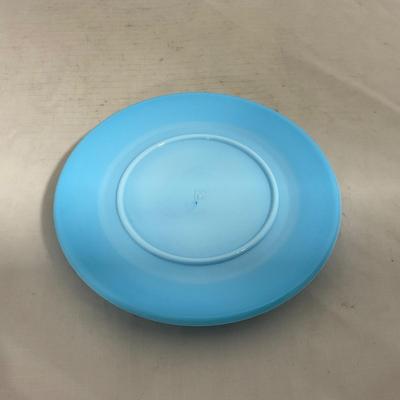-146- Small Blue Slag Glass | Marked | Covered Butter Dish
