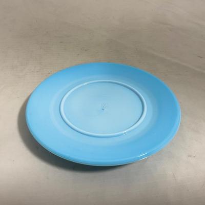 -146- Small Blue Slag Glass | Marked | Covered Butter Dish