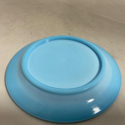 -146- Small Blue Slag Glass | Marked | Covered Butter Dish