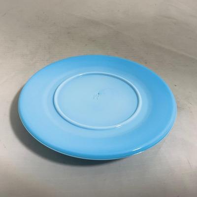 -146- Small Blue Slag Glass | Marked | Covered Butter Dish