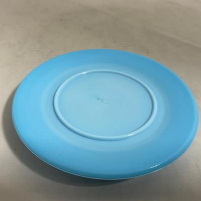 -146- Small Blue Slag Glass | Marked | Covered Butter Dish