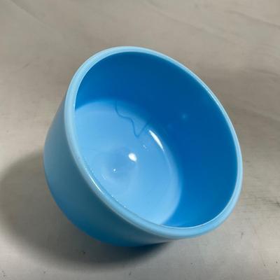 -146- Small Blue Slag Glass | Marked | Covered Butter Dish
