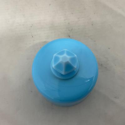-146- Small Blue Slag Glass | Marked | Covered Butter Dish