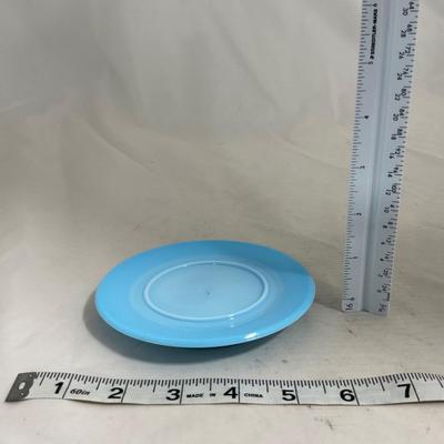 -146- Small Blue Slag Glass | Marked | Covered Butter Dish