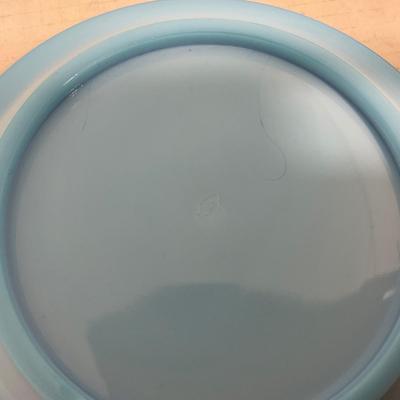 -146- Small Blue Slag Glass | Marked | Covered Butter Dish