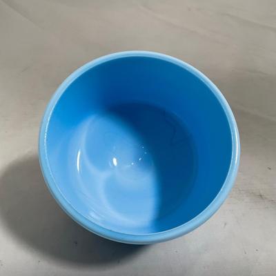 -146- Small Blue Slag Glass | Marked | Covered Butter Dish