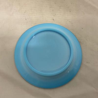 -146- Small Blue Slag Glass | Marked | Covered Butter Dish