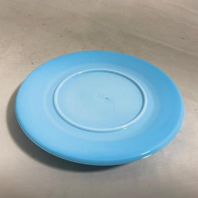 -146- Small Blue Slag Glass | Marked | Covered Butter Dish