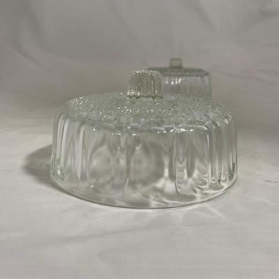 -147- Cobalt & Clear Glass | Set of Two | Covered Butter Dishes